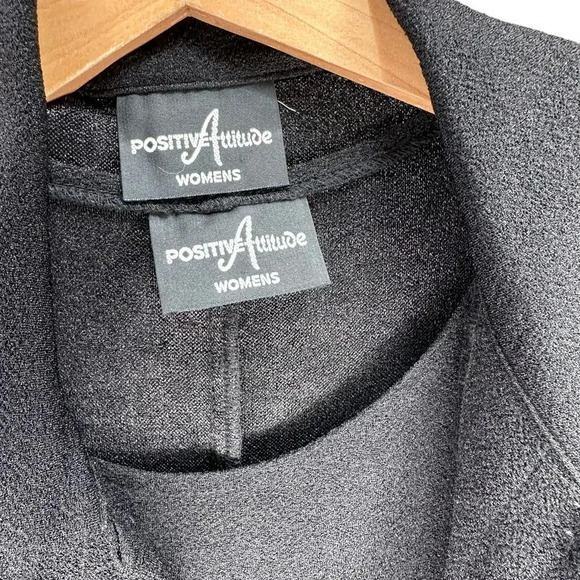 Positive Attitude 1X plussize formal black textured dress + beaded fringe jacket - Picture 8 of 10